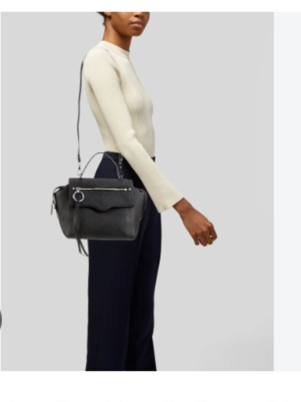 Rebecca Minkoff Black Leather Handle Bag with Crossbody strap